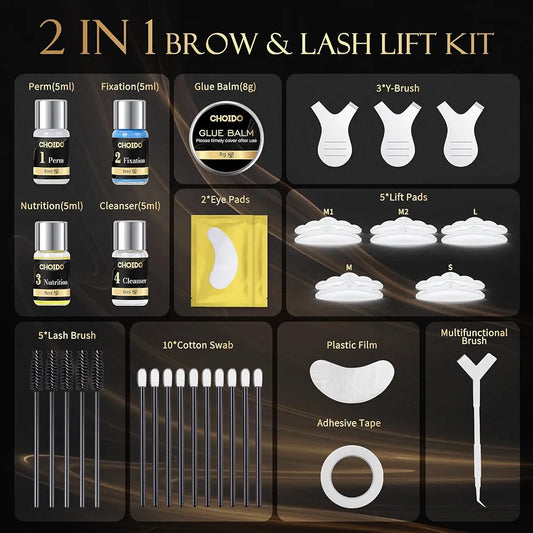 Lash Lift Kit - Eyebrow Lamination Kit, Eyelash Perm Kit, Professional Eyelash Curling Lash Extension & Eyebrow Lift 2 in 1 Kit, Eyelash Lift Kit Easy to Use at Home Diy & Salon, Lasts For 6-8 Weeks